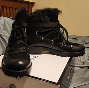 Black ankle lace-up boot 9 1/2 nine west